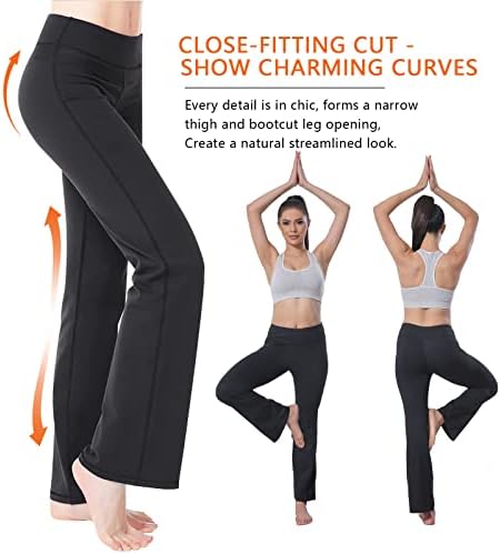 Yoga Pantolon ile Cepler için Kadın Bootcut Yüksek Belli egzersiz pantolonları için Fitness Spor ve Salonu