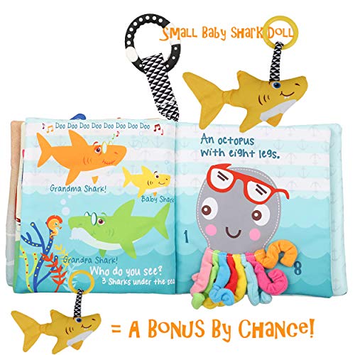 Bebek Kitapları Yumuşak Bez Kitap Oyuncak,Balık Bebek Köpekbalığı Yumuşak Aktivite Buruşuk Kitaplar Oyuncaklar Bebekler için