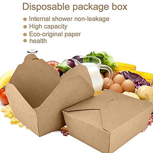 Kutuları Çıkarın Çin 30 Paket Gıda Kaplarını Çıkarın 46oz Tek Kullanımlık Kraft Kağıt Kutusu Çıkarın Mikrodalga Güvenli Sızıntı