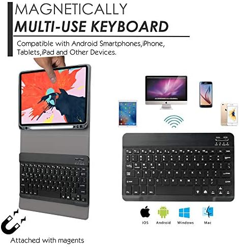 Eoso Klavye kılıf Apple iPad için Pro 11 2018 ile 7 Renk Arka Klavye,çıkarılabilir Mıknatıs Bluetooth Klavye Dahili kalemlik