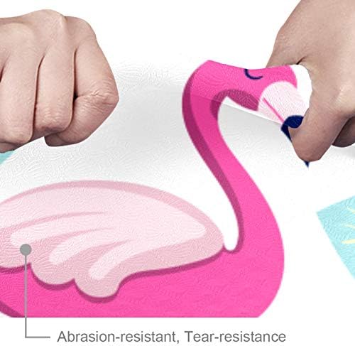 Tropikal Flamingo Palmiye Kaktüs Muz Yoga Mat 6mm Kalın Kaymaz Çevre Dostu Toksik Olmayan Yırtılma Direnci 72 inç Ekstra Uzun
