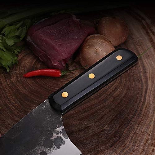 DENGJİA Şef Bıçağı 7 İnç Kasap Bıçağı Fileto ve Yem Bıçakları, Tam Tang Erganomik Kömürleşmiş Ahşap Saplı Et Cleaver ve Sebze
