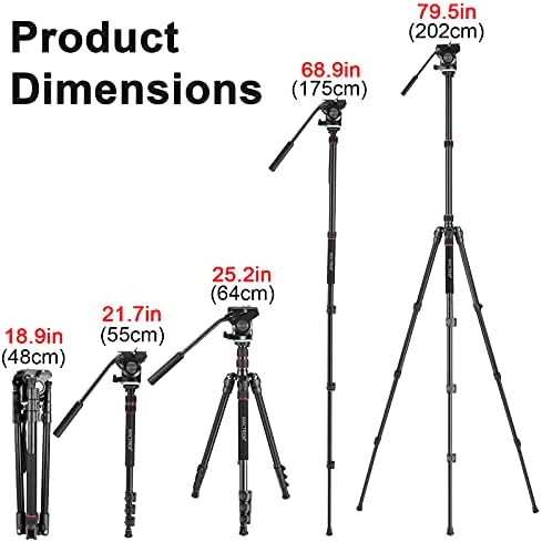 MACTREM Alüminyum Alaşım kamera tripodu Monopod 80 inç ile 1/4 ve 3/8 inç Vidalar Sıvı Sürükle Pan Kafa için Nikon, Canon DSLR