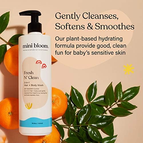 Mini Bloom Fresh N ' Clean 2'si 1 Arada Saç + Vücut Yıkama / Şampuan Sülfatsız / Bebek ve Çocuk için Güvenli/Aloe Yaprağı, Papatya