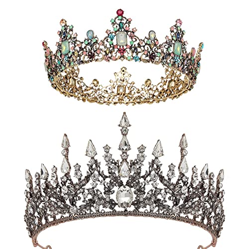 SWEETV Barok Kraliçe Taçlar-Rhinestone Düğün Taçlar ve Tiaras Kadınlar için, Kostüm Partisi Saç Aksesuarları ile Taşlar