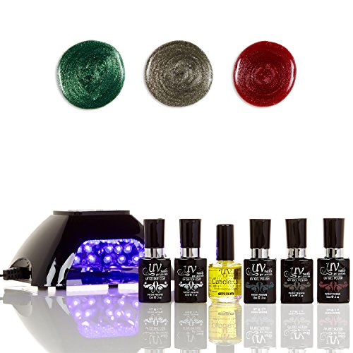 UV-NAİLS Salon Kalite UV Jel Lehçe Başlangıç Kiti ile Siyah LED Lamba Renkler: GL-9, GL-11, GL-6