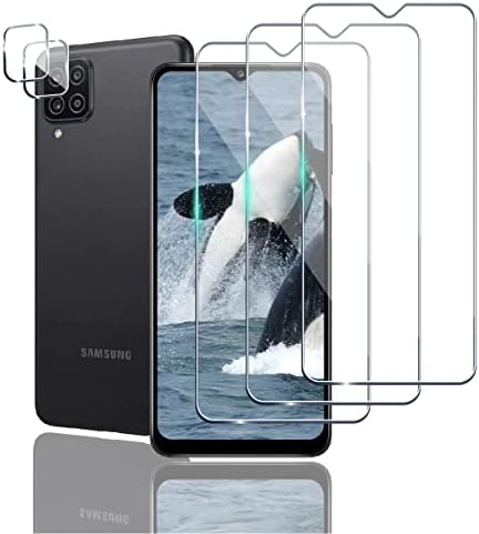 Qrivp【3 + 2 Pack】for Samsung Galaxy A12 4G / 5G Ekran Koruyucu 3 Paketi + 2 Paketi Kamera Lens Koruyucu HD Temizle Temperli Cam