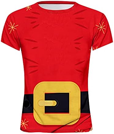 WOCACHİ Noel Kısa Kollu T-Shirt Mens için, 3D Noel Santa Baskı Crewneck Tee Tops Ev Partisi Casual Gömlek
