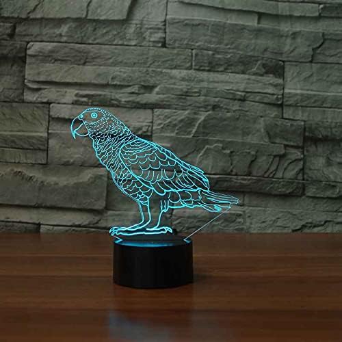 SWTZEQ 3D Illusion Gece Lambası Hayvan Papağan Dokunmatik Masa Masa Lambası, Uzaktan Kumanda ile 16 Renk Değiştirme Optik USB