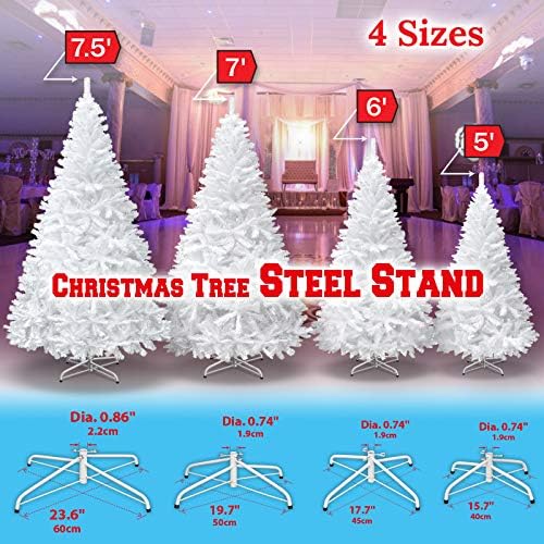 Φ0.74 Çaplı 5FT Noel Ağaçları için Güçlü Deve Ağacı Standı Katlanabilir Noel Ağacı Tabanı (16 İnç, Beyaz)