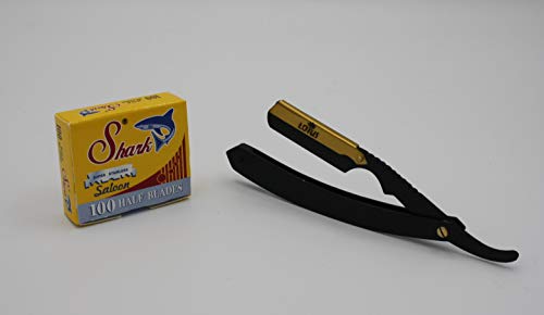 Lotus Profesyonel Premium Düz Kenar Berber jileti + Köpekbalığı Tek Kenar tıraş bıçağı 100ct