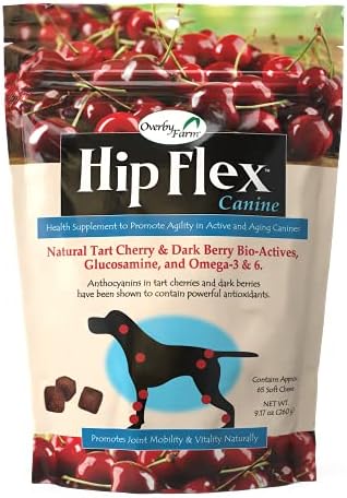 NaturVet-Overby Farm Hip Flex Canine-65 Yumuşak Çiğneme - Köpeklerde Eklem Hareketliliğini ve Hayati Aktiviteyi Teşvik Eder-Tart