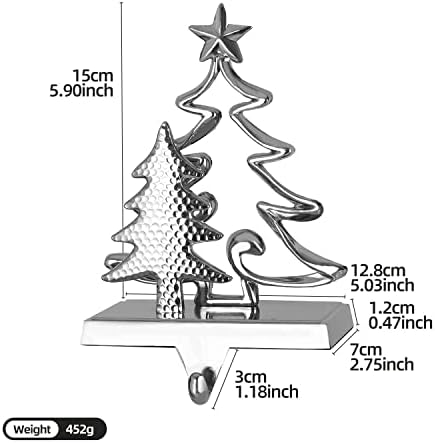 XİUSHE-Noel Ağacı Şömine Kanca Tutucular için Mantel, Noel Stocking Askı için Şömine, Stocking Tutucular Noel Dekorasyon (Silve
