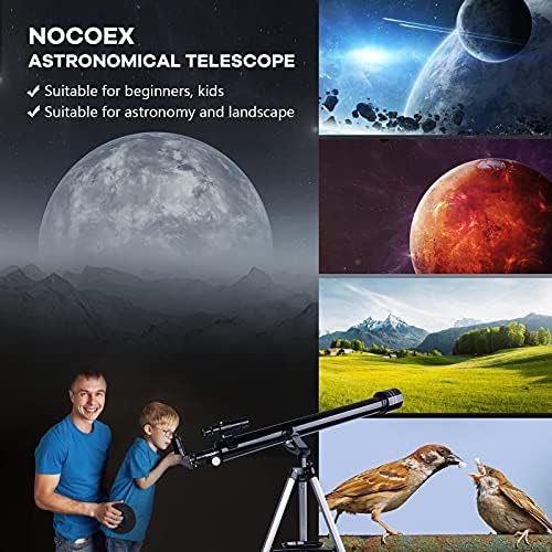 Yeni Başlayanlar Çocuklar Yetişkinler için Astronomik Teleskop, 45X-675X Yüksek Büyütme Taşınabilir Teleskop 60mm Diyafram 900mm