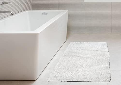 CHARDİN EV Beyaz Banyo Halısı / Modern Çiftlik Evi banyo paspası / 20x48 inç Makinede Yıkanabilir Atmak Halı Mutfaklar için Mükemmel,