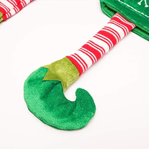 ALLYORS Noel Elf Masa Koşucu ile Peluş Şeker Şerit Bacaklar için Kapalı / Açık Noel Yemek Dekorasyon, Yumuşak Santa Elfler Yemeği