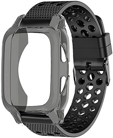 Venu Sq Kılıf ile Bant, Youkeı Silikon Kılıf + Spor Silikon Yedek Bilekliği için Uyumlu Garmin Venu Sq Smartwatch (Siyah kılıf+Siyah