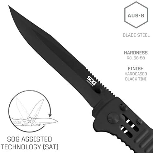 SOG SlimJim XL Teknik Destekli Katlanır Bıçak - SOG Destekli Teknoloji Açık EDC Bıçağı, Alüminyum Saplı ve Dokunsal Darbelere