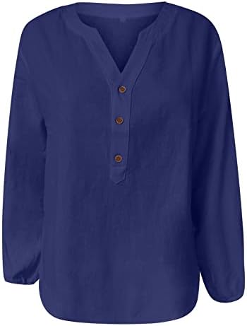 Henley boyun bluz kadınlar mizaç rahat uzun kollu düğmeleri gevşek Trendy katı Tops tişörtleri için