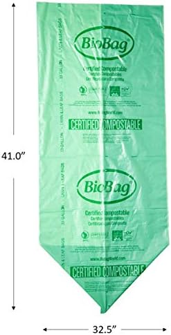 BioBag Kompostlanabilir Çim ve Yaprak Yard Atık Torbaları, 33 Galon, 10 sayım (2'li paket)
