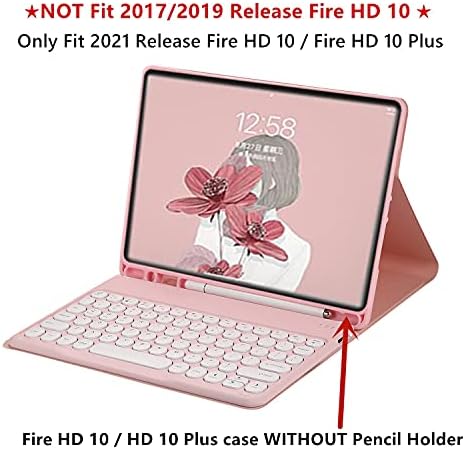 Yangın HD 10 Artı / Yangın HD 10 (11th Nesil, 2021 Yayın) Klavye Kılıf Sevimli Yuvarlak Anahtar Renk Klavye Kablosuz Ayrılabilir