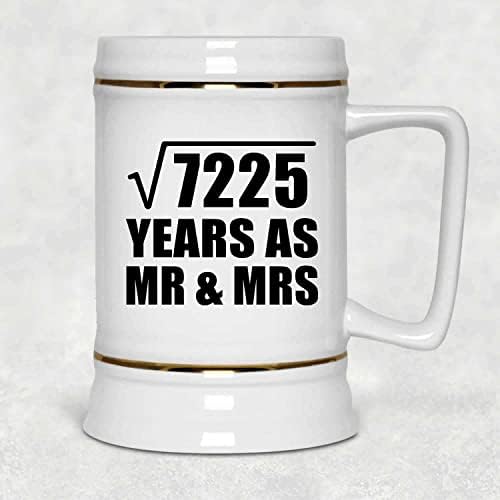 85th Yıldönümü Karekök 7225 Yıl Mr & Mrs Olarak - 22 oz Bira Stein Seramik Bar Kupa Tankard Drinkware-Eşi için Koca Lady Onu