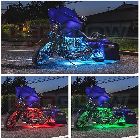 LEDGlow 8 adet Gelişmiş Milyon Renk LED Motosiklet Accent Underlow ışık Kiti-15 Katı Renkler-6 Desenler-Çok Renkli Esnek Şeritler-Su