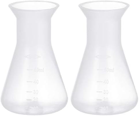 ULTECHNOVO 5 Pcs 50 ml Plastik Erlenmeyer Flask Bilimsel Konik Flask Kimyasal Mezun Flask Şişe Ölçüm Sıvı Örnek Fincan İçin Laboratuvar