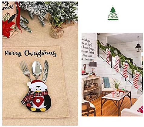 BYyushop ChristmasCutlery saklama çantası, Penguen Santa Şekli Bıçak Çatal Bıçak Çatal saklama çantası Kılıfı Noel masa süsü