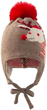 Bebek Noel beanies, çocuk Noel Örme Sıcak Peluş Hood Soğuk geçirmez Açık Şapka