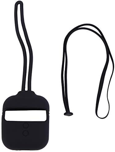 1 ADET Kablosuz kulaklık kutusu dayanıklı durumda silikon kulaklık kapağı için uyumlu 1/2 (Siyah) Cep telefonu Anti-kayıp halat
