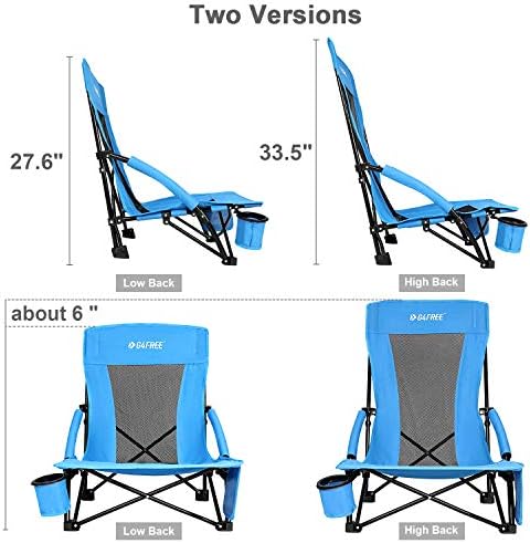 G4Free Yükseltilmiş Düşük Sling plaj sandalyesi Konser Katlanır Sandalyeler, Düşük ve Yüksek Örgü Geri İki Sürümleri Ağır 300lbs