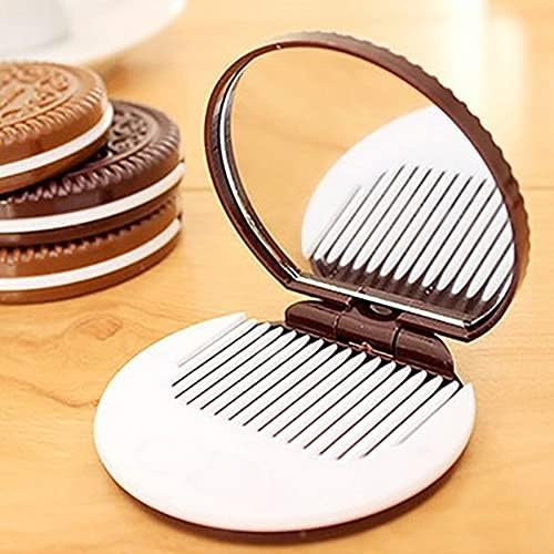 AKOAK 2 Adet Mini Çerezler Küçük Ayna makyaj aynası Taşınabilir Katlanır Ayna Çikolata Şekli Tasarım Ideal Kız doğum günü hediyesi
