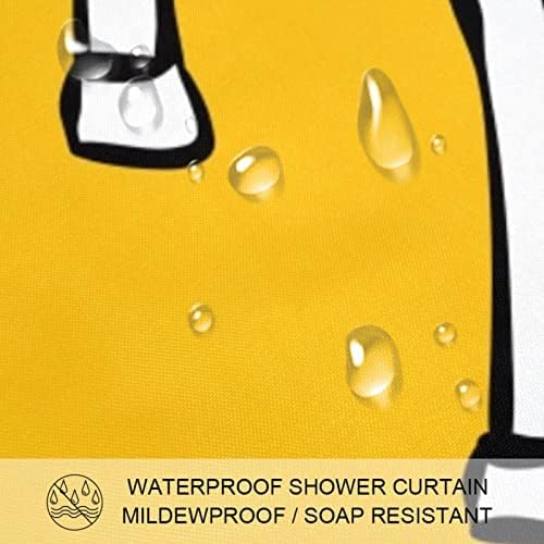 Lilibeely Su Geçirmez Yıkanabilir Polyester Kumaş Dekor Set 12 Hooks Yüzükler Duş Perdeleri Konuk Banyo için Sarı Karikatür Unicorn