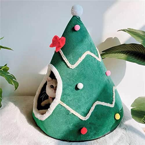 Baoblaze Sıcak Tutmak için Kedi Evi Mat Çadır Mağara Uyku Yatak Peluş Açık Noel Yeni Yıl Kedi
