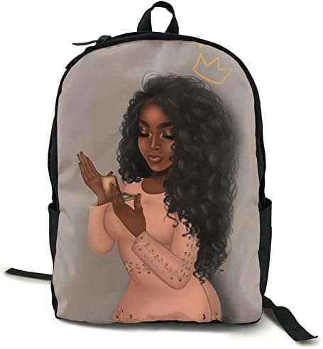 Afrika Amerikan Siyah Kız Sırt Çantası Rahat Laptop Sırt Çantaları Gençler için Dayanıklı Rahat Sırt Çantası gizli sakli konusmalar