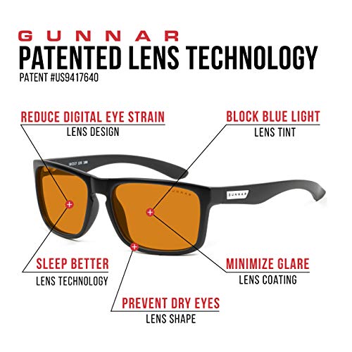 Gunnar Optiks Unisex-Yetişkin Amber Max Mavi ışık Engelleme Bilgisayar Gözlükleri, Oniks, Tek Beden