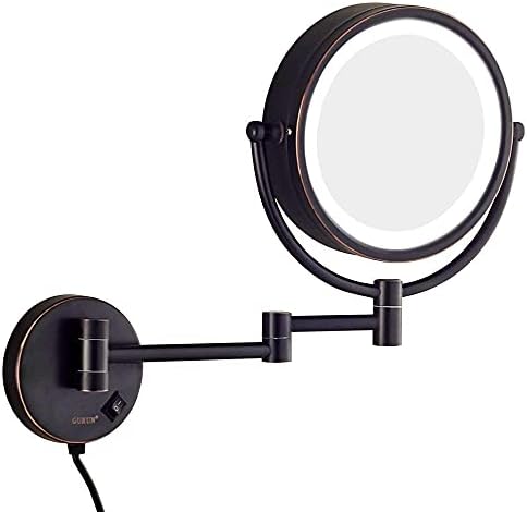 Nhlzj Temiz ve Parlak Makyaj Aynası Vanity Kozmetik Büyüteç Çift Taraflı Tıraş Aynası Pirinç Yağı Ovuşturdu Bronz Elektrik Fişi