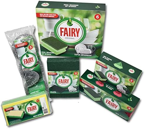 Fairy Originals Çizilmez Kristalli Genel Çift Sünger Sünger, 6'lı Paket, Yeşil