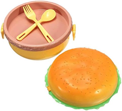 Öğle yemeği Kutusu Hamburger Şekli Kutusu Plastik Bento Kutusu Gıda Konteyner Setleri Çift Katmanlı Lunchbox Uygulanabilir Çocuklar