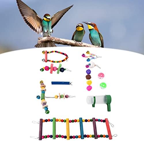 Adsire 14 Adet Kuş Oyuncak Seti, Yenilebilir Boyama Çok Fonksiyonlu Kuş Çiğneme Oyuncakları Amerika Papağanı için Nikel Kaplama
