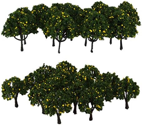 LuDa 40 Adet Sarı Meyve Ağacı Modelleri Oyuncak 1/100 1/300 Ölçekli Karayolu Aksesuar DIY