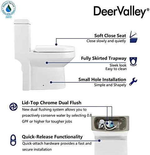 DeerValley DV - 1F52813 Küçük Küçük Kompakt Çift Gömme Tek Parça Tuvalet, Su Dolabı için tasarlanmış Yerden Tasarruf Sağlayan
