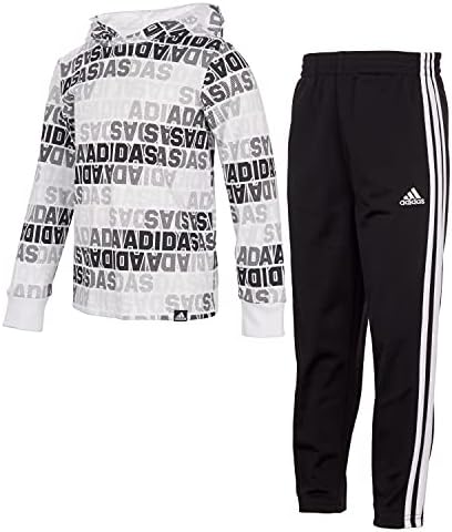 adidas boys Uzun Kollu Baskılı Kapüşonlu Tişört ve Konik Pantolon Seti