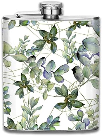 Yeşil Okaliptüs Yaprakları 7 oz likör şişesi, paslanmaz Çelik Sızdırmaz cep Şişesi Alkol Viski Rom ve Votka / Büyük Hediye