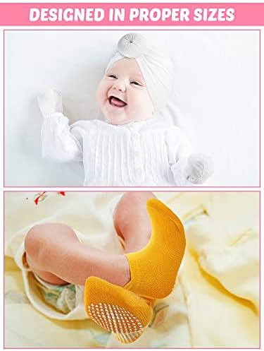 Loosh 18 Parça Yenidoğan Bebek Eldivenler Eldiven ve Çorap Setleri Bebek Türban Düğüm Şapka Kaymaz Kavrama Ayak Bileği Streç