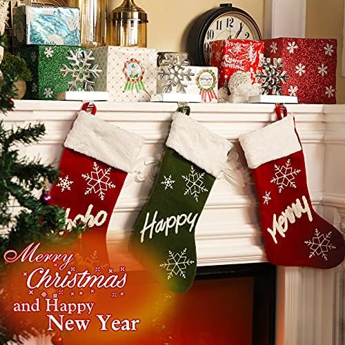 5 Parça Noel Kar Tanesi Stocking Askı 3D Gümüş Metal Stocking Tutucular Kar Tanesi Mantel Çorap Tutucular Noel Tatil Şömine Mantel