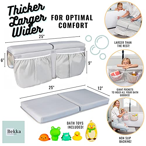 Bekka Comfortable Baby Bath Kneeler Bundle-4 Cepli, Banyo Süngeri, 4 Adet Hayvan Banyo Oyuncakları ve Tote Çanta ile Kalın 1.75