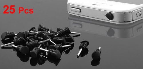 uxcell 25 adet siyah Anti toz kulaklık 3.5 mm ses bağlantı noktası tıpa Smartphone Mp5 için