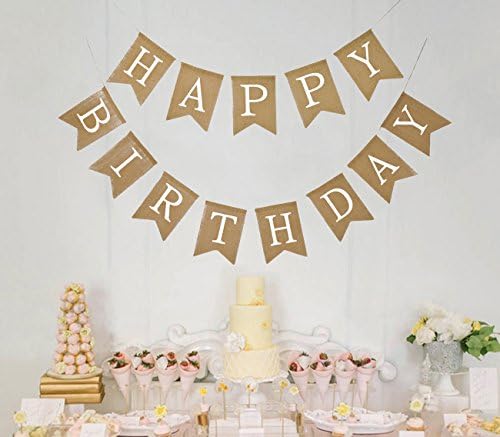 Fecedy alfabe mutlu yıllar çuval bezi afiş Doğum günü partisi süslemeleri için (beyaz alfabe)